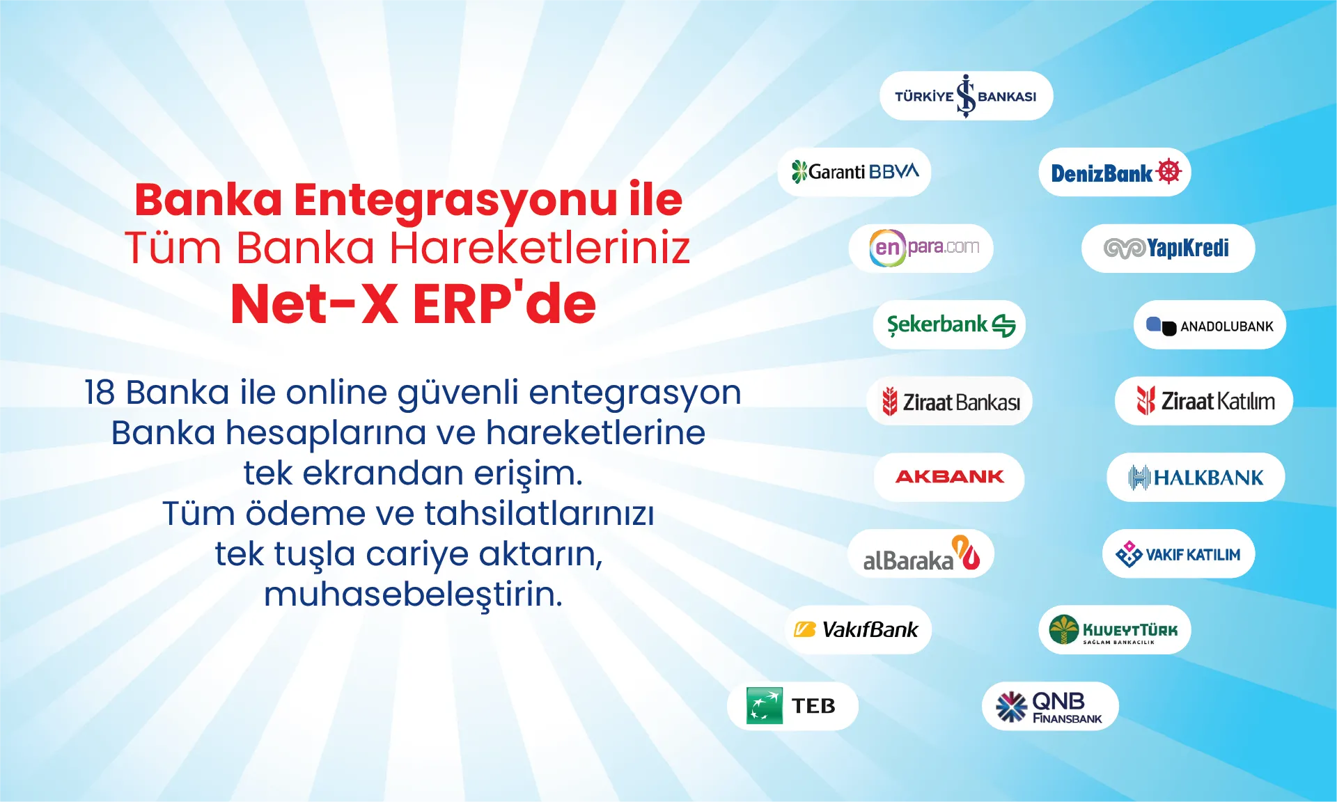 Mevduat ve Katılım Bankaları Tek Sistemde: Net-X ERP ve Muhasebe Programı’nda 18 Banka